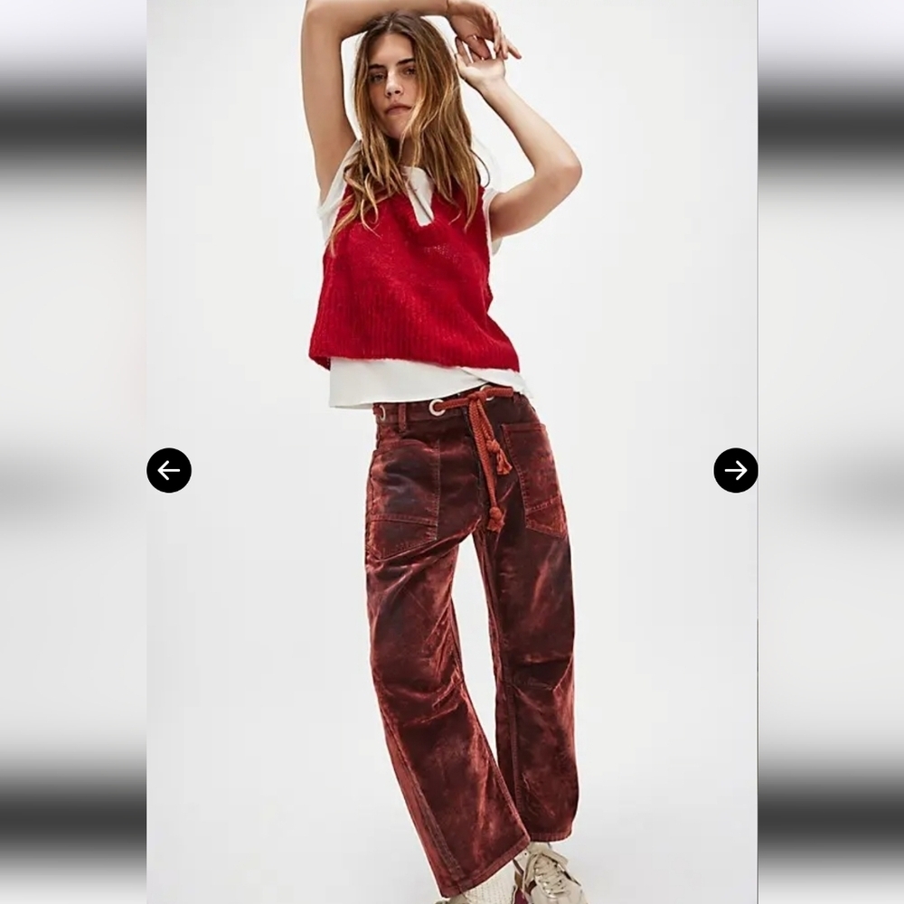 We The Free NWTs Moxie Flocked Pull-On Barrel Jeans - Picture 7 of 9